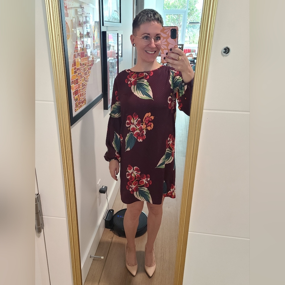 NWT - LOFT - Maroon floral dress